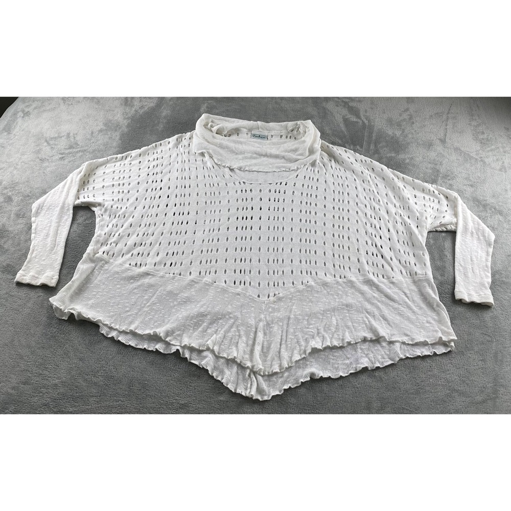 Patchington Womens XL White Open Knit Cowl Neck Oversized Sharkbite Hem Sweater